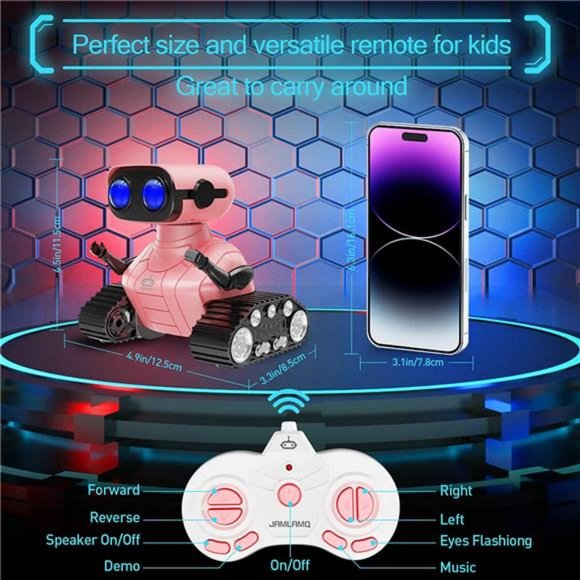 Robot for Kids Toy-Remote Control Robot Toys with Music and LED Eyes(Shiny Pink) - Picture 4 of 6